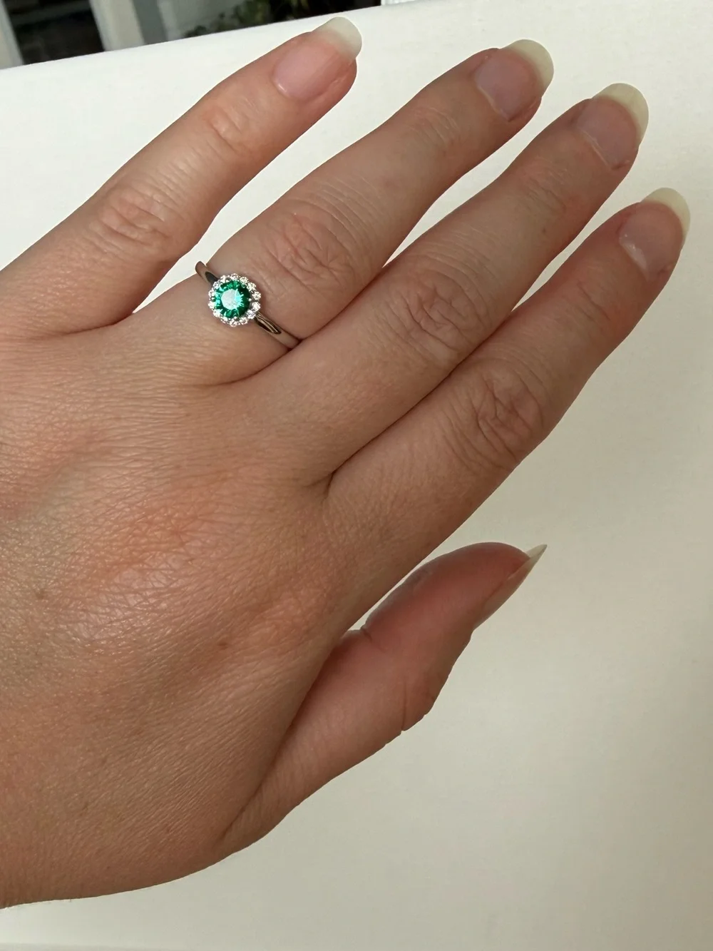 925 Emerald Moissanite Ring